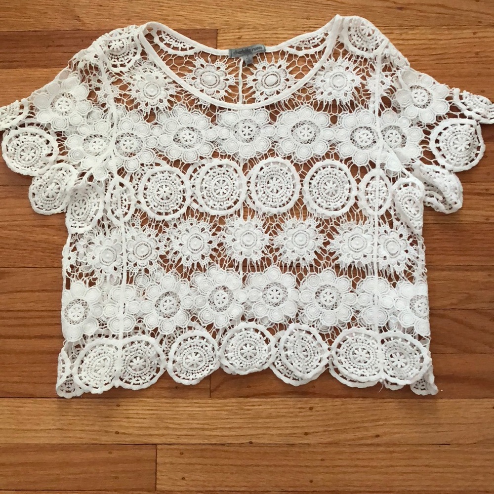 Lace beach coverup top!